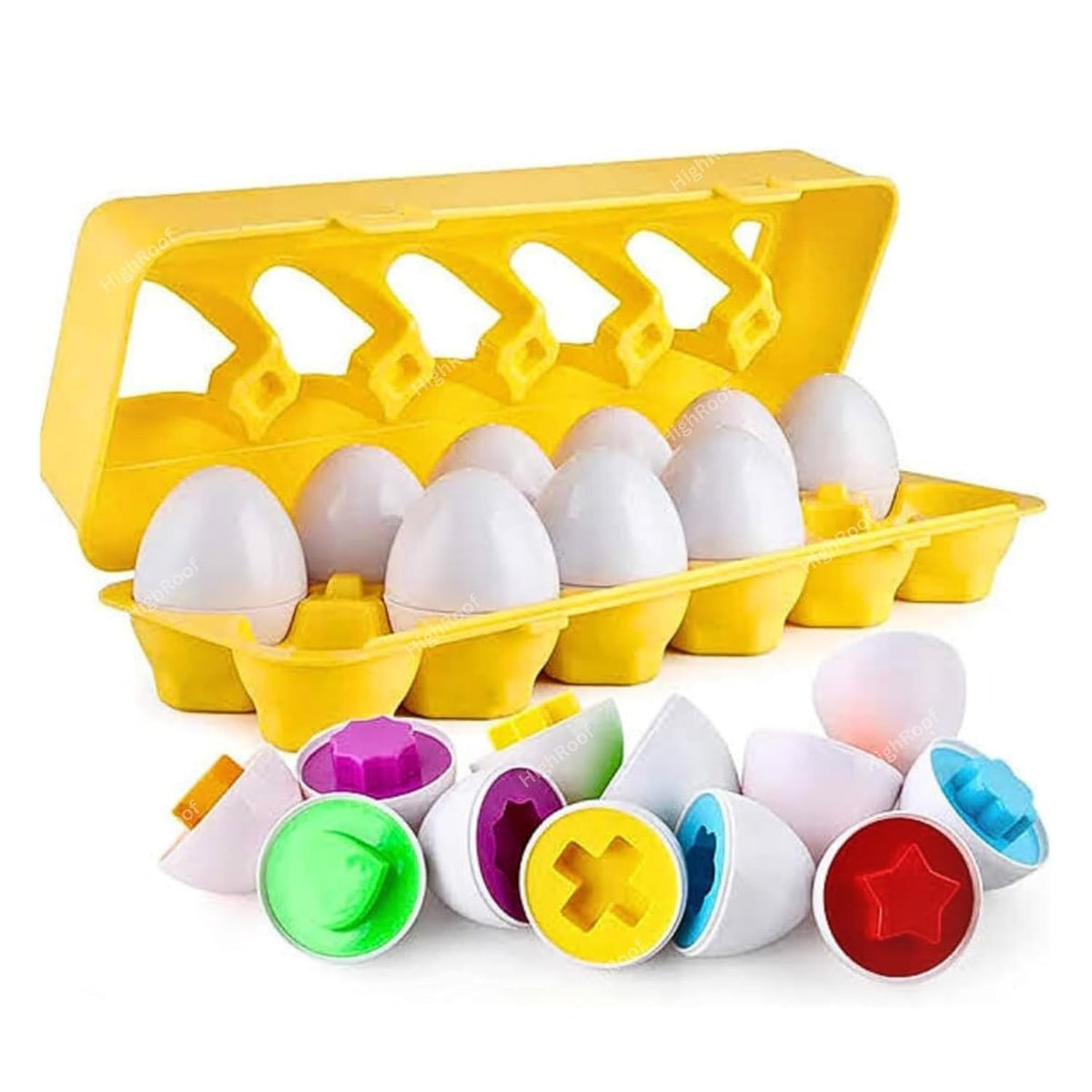 12PCS Baby’s Eggs Matching Game, Shape Matching Toys Egg For Kids, Montessori Baby Learning Toy